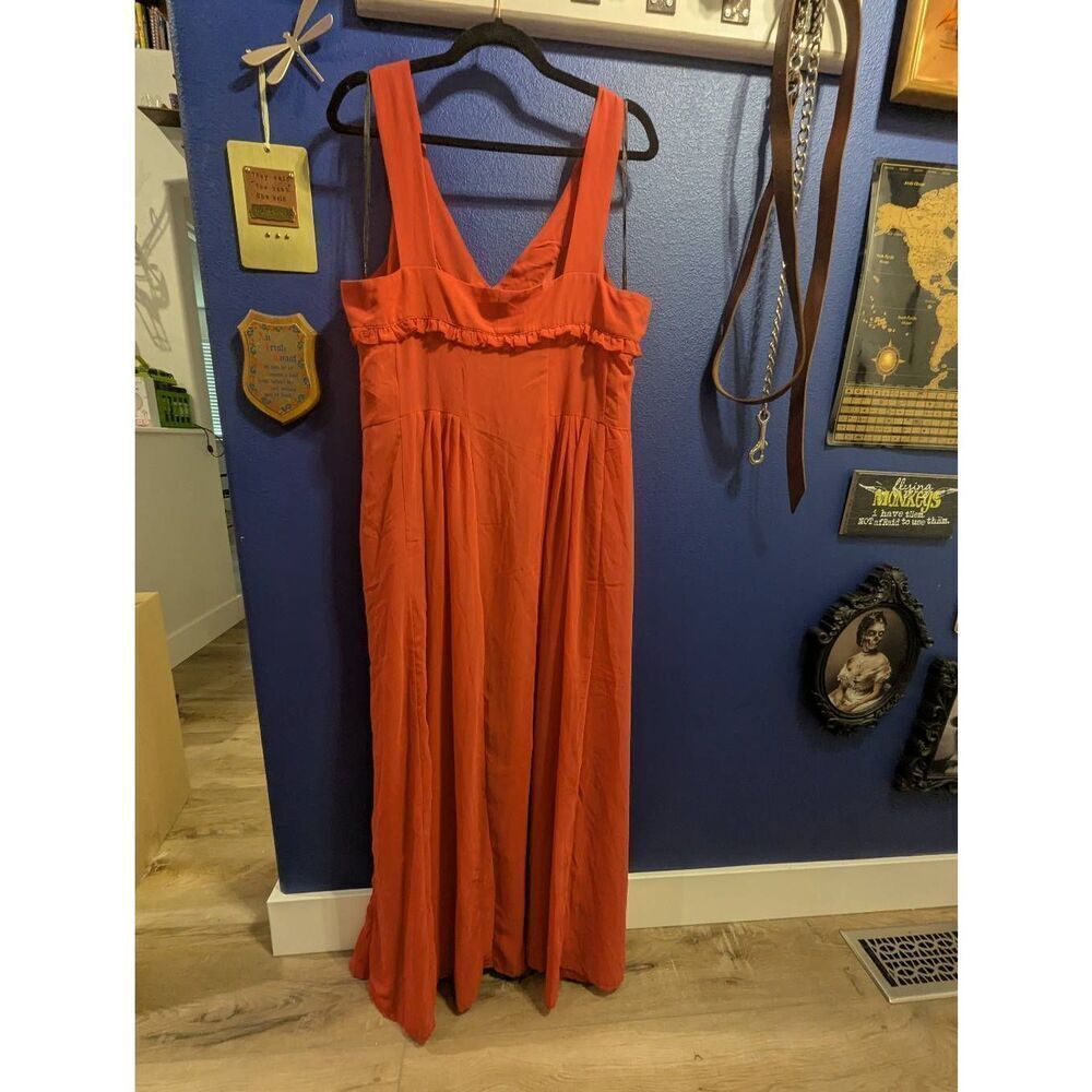 City Chic Maxi Dress Saffron Coral-Peach Button-Front Boho Plus Size 16 0X NWT - Picture 3 of 6